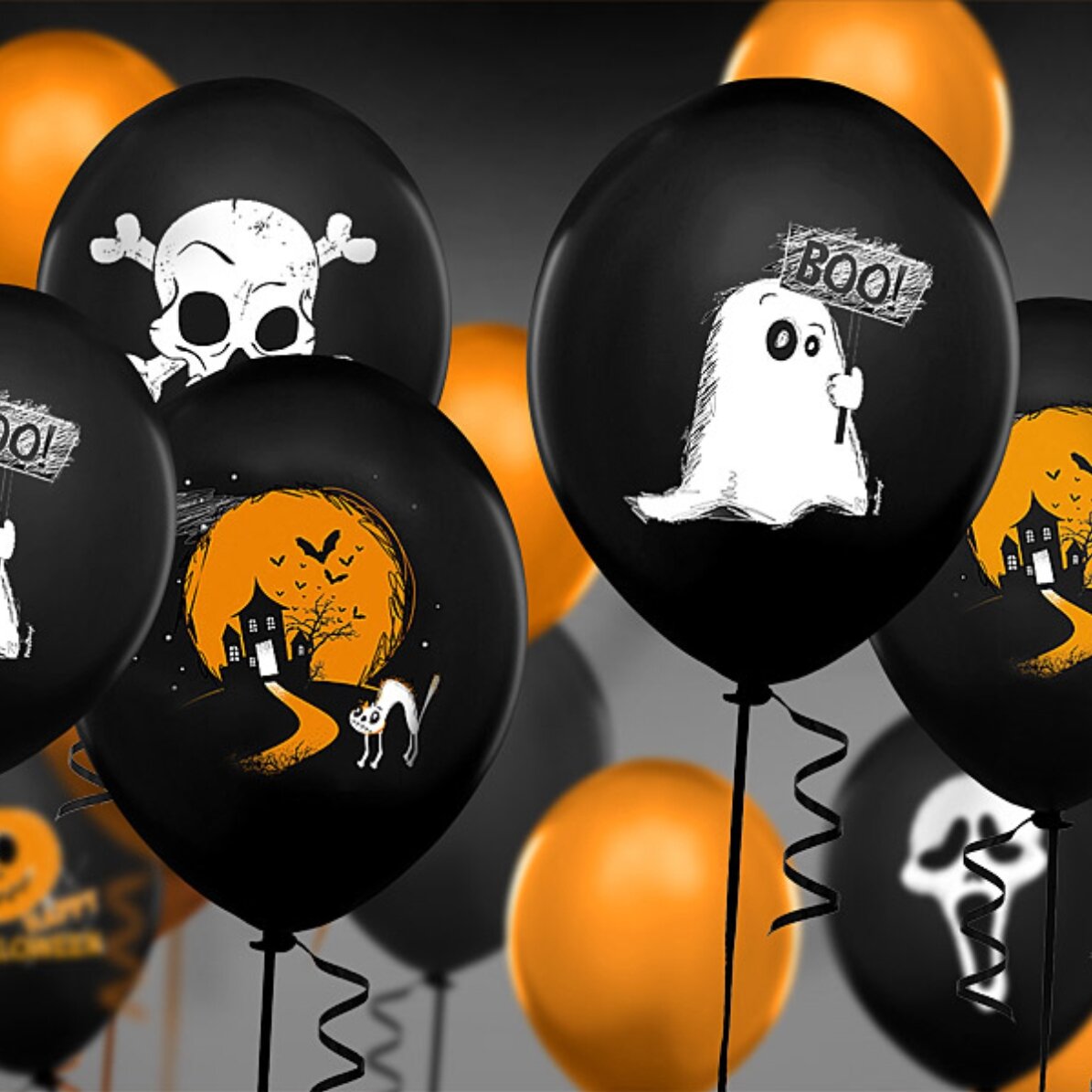 Set di 6 palloncini di Halloween - La casa infestata