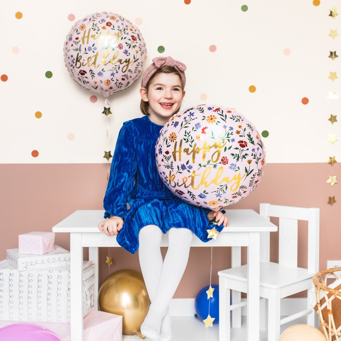 Palloncino - Happy Birthday Flowers