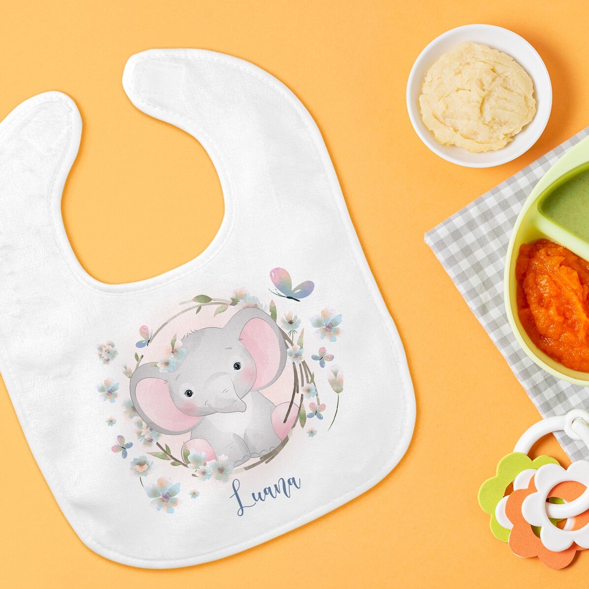 Bavaglino personalizzato con nome - Little elephant