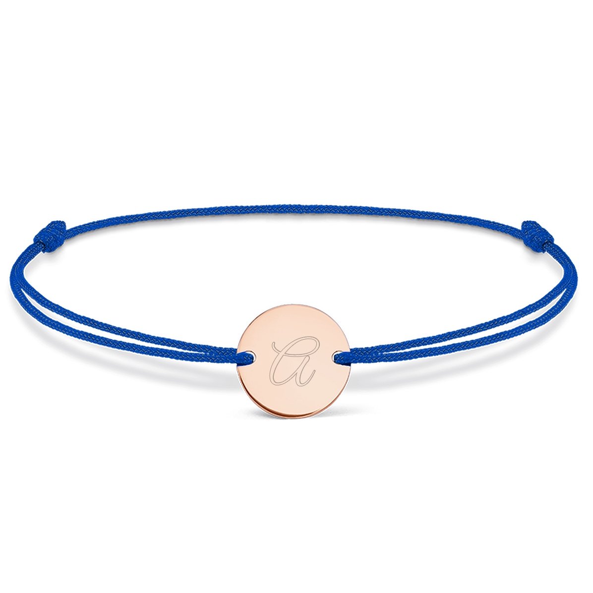 Braccialetto con cordoncino personalizzato - moneta da 10 mm - argento 925 - modello con iniziale 3