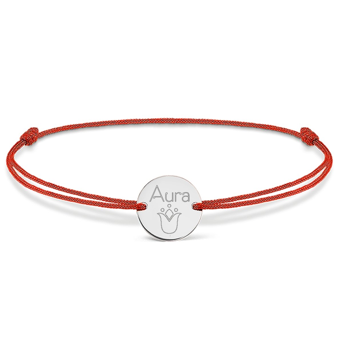 Braccialetto con cordoncino personalizzato - medaglione da 14 mm - argento 925 - modello tulipano