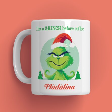 Tazza personalizzata con scritta - Grinch before coffee