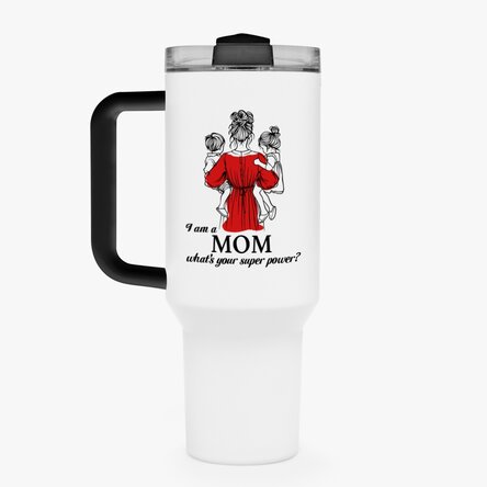 Tazza termica con manico e cannuccia personalizzata con messaggio - Mom
