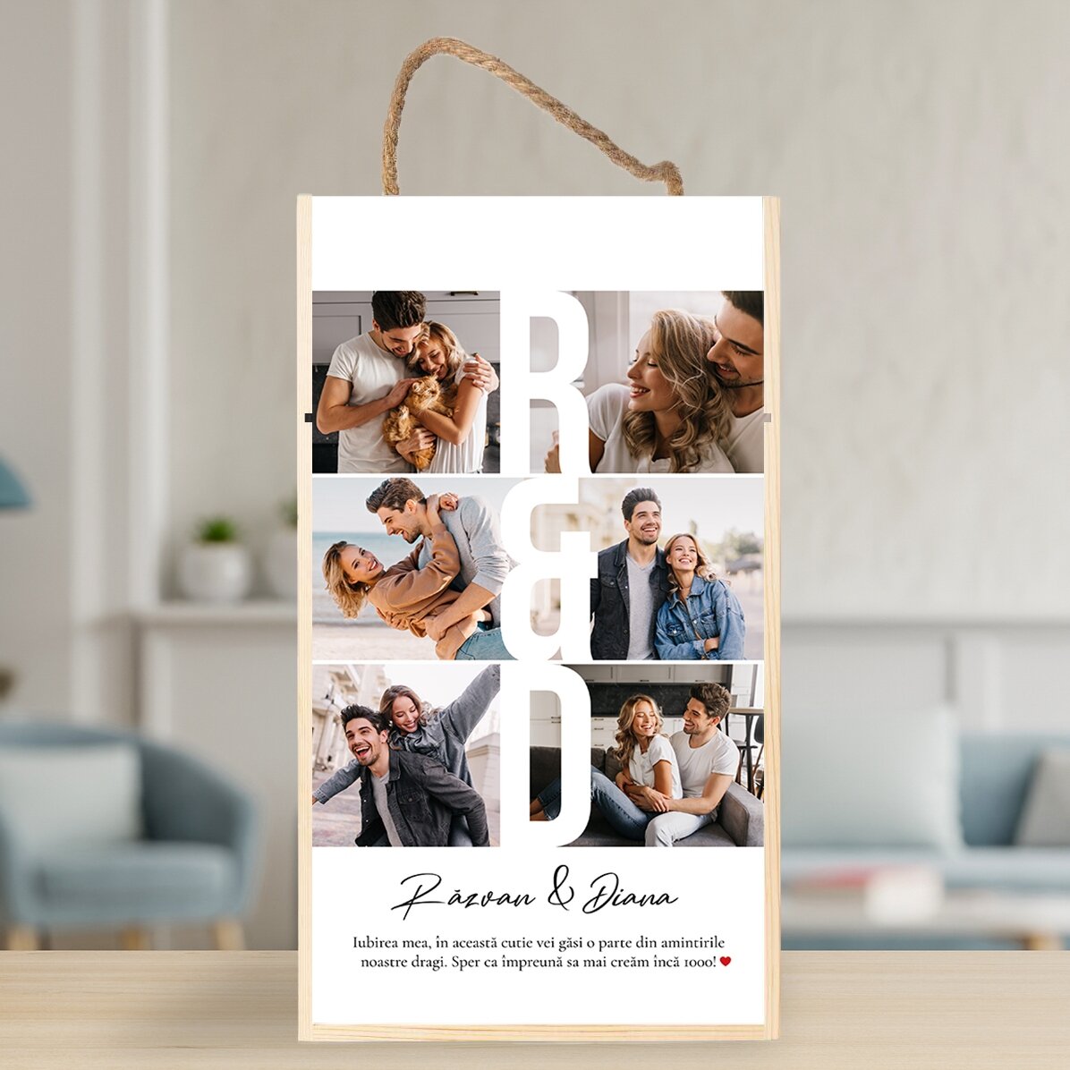 Scatola regalo in legno personalizzata con 6 foto e un messaggio - Ricordi cari