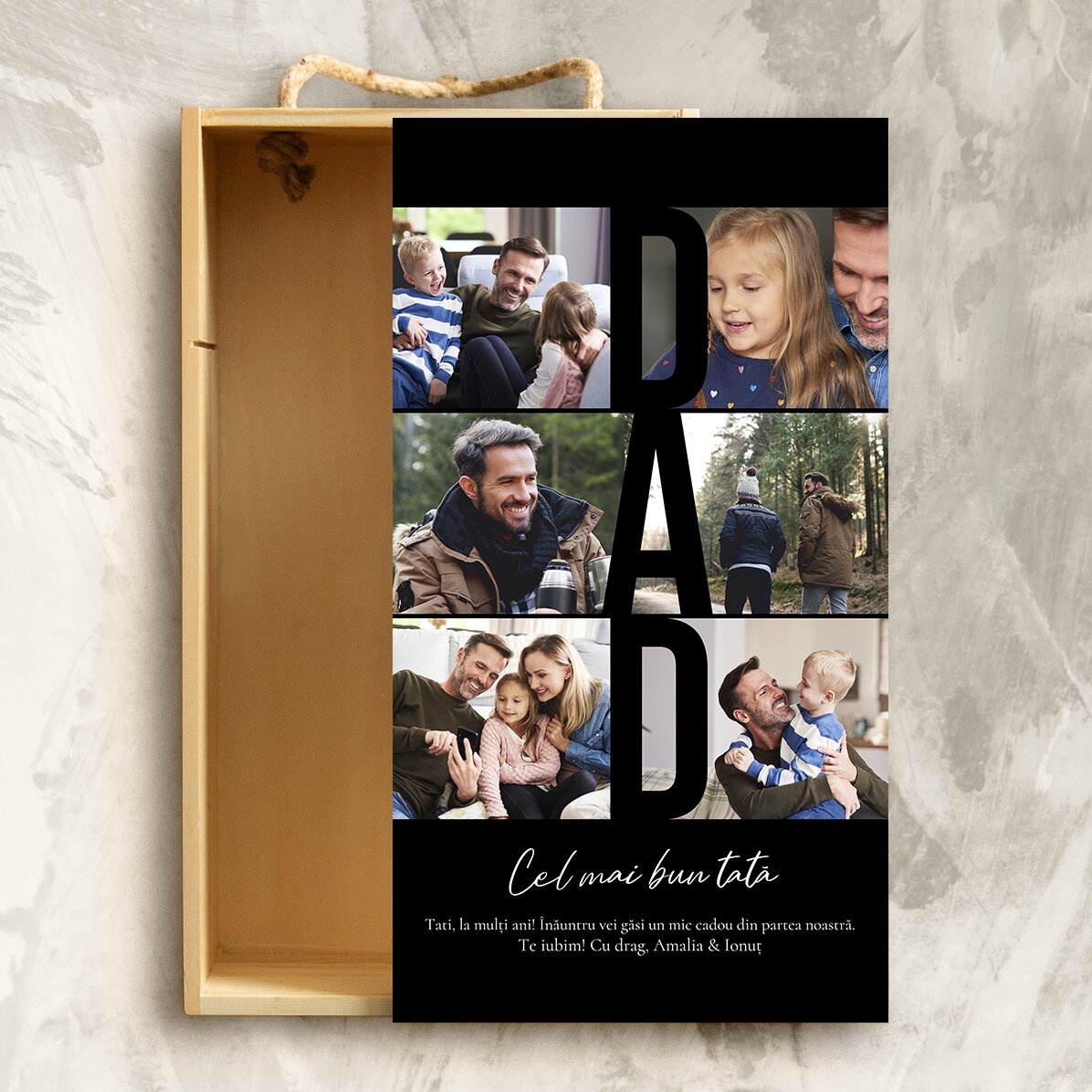 Scatola regalo in legno personalizzata con 6 foto e un messaggio - Ricordi cari