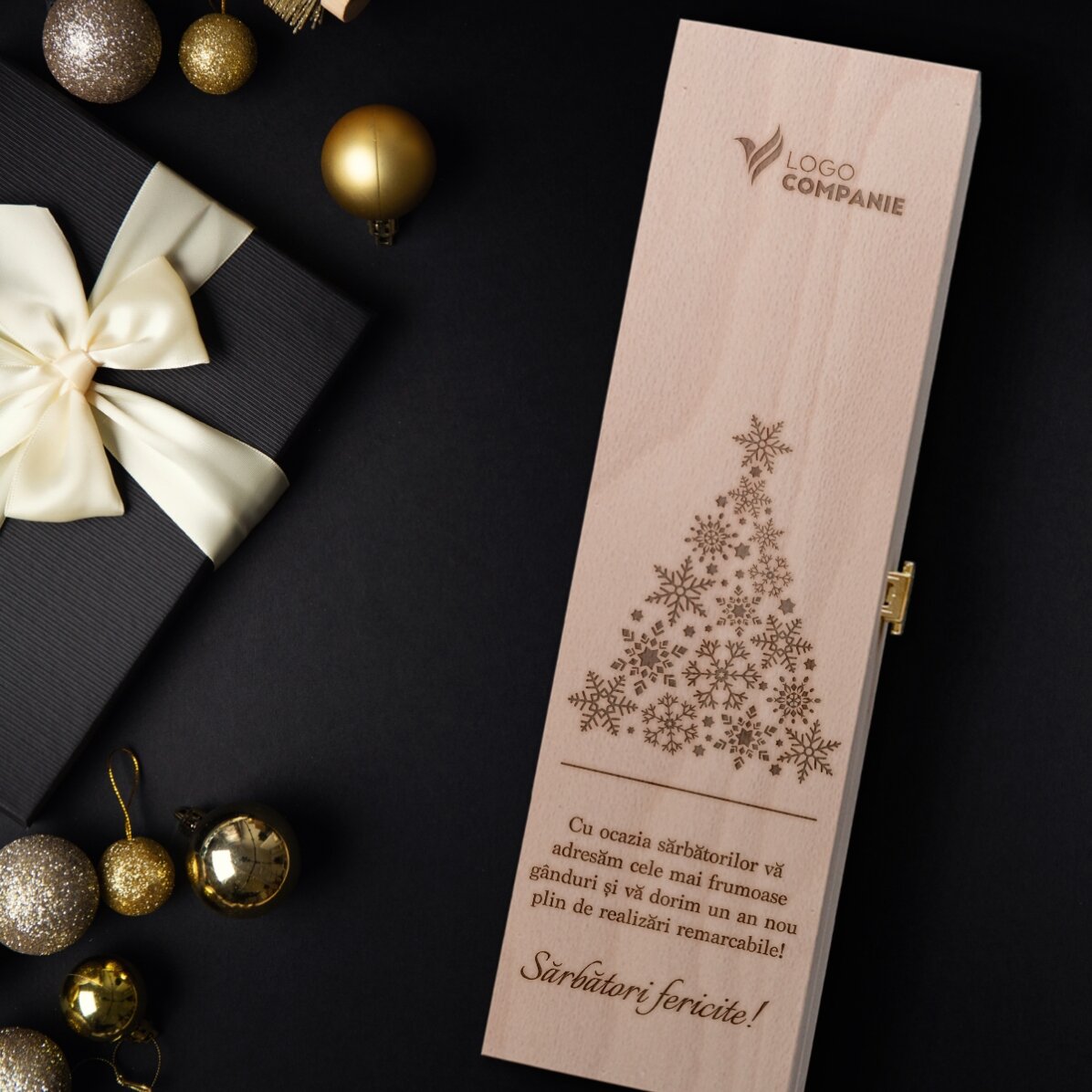 Scatola di vino personalizzata con logo e messaggio - Buon Natale!