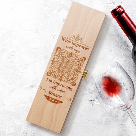 Personalised wine box with text - Improving with wine