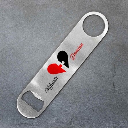 Apribottiglie personalizzato con scritta - Puzzle a forma di cuore