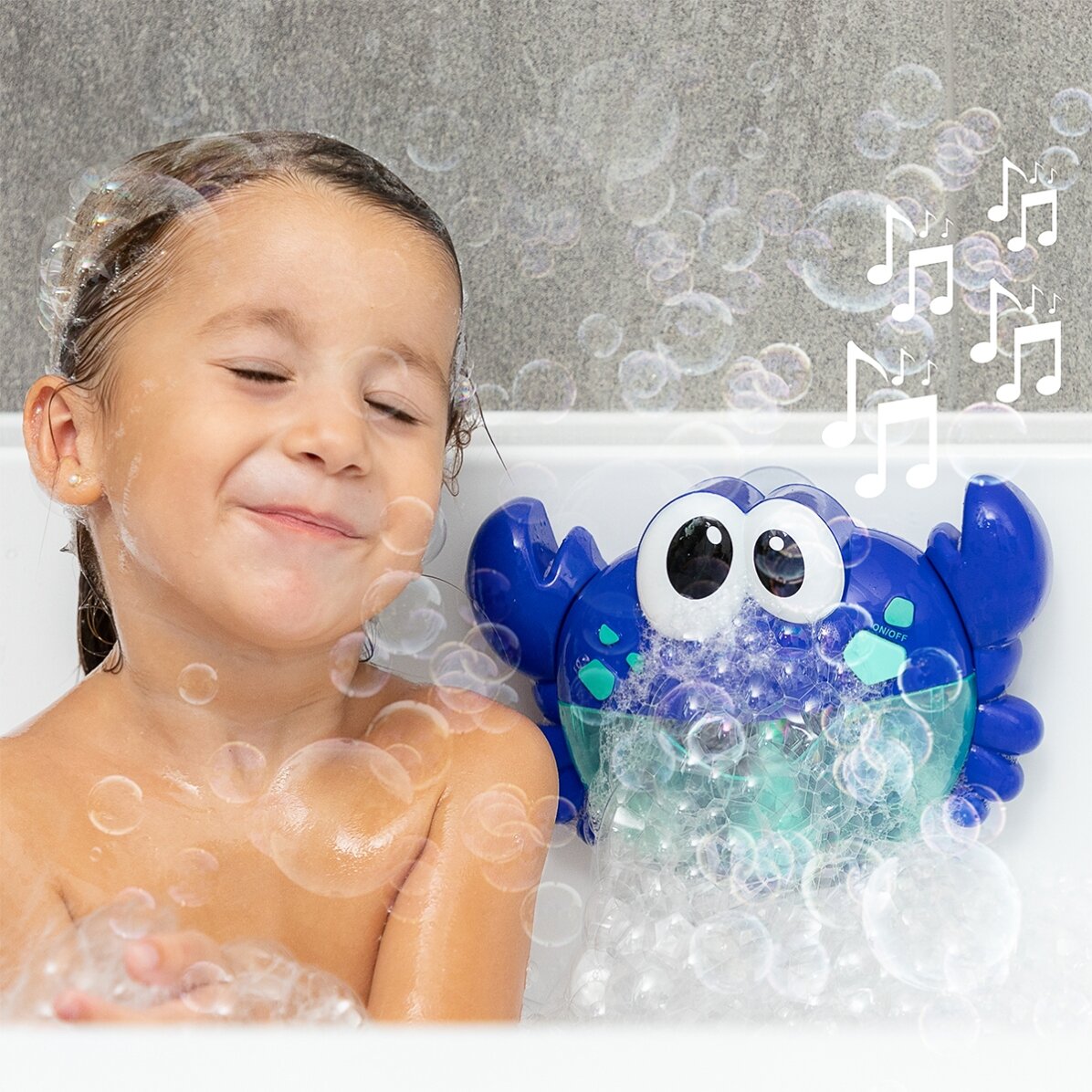 Giocattolo da bagno - granchio musicale con diffusore di palloncini