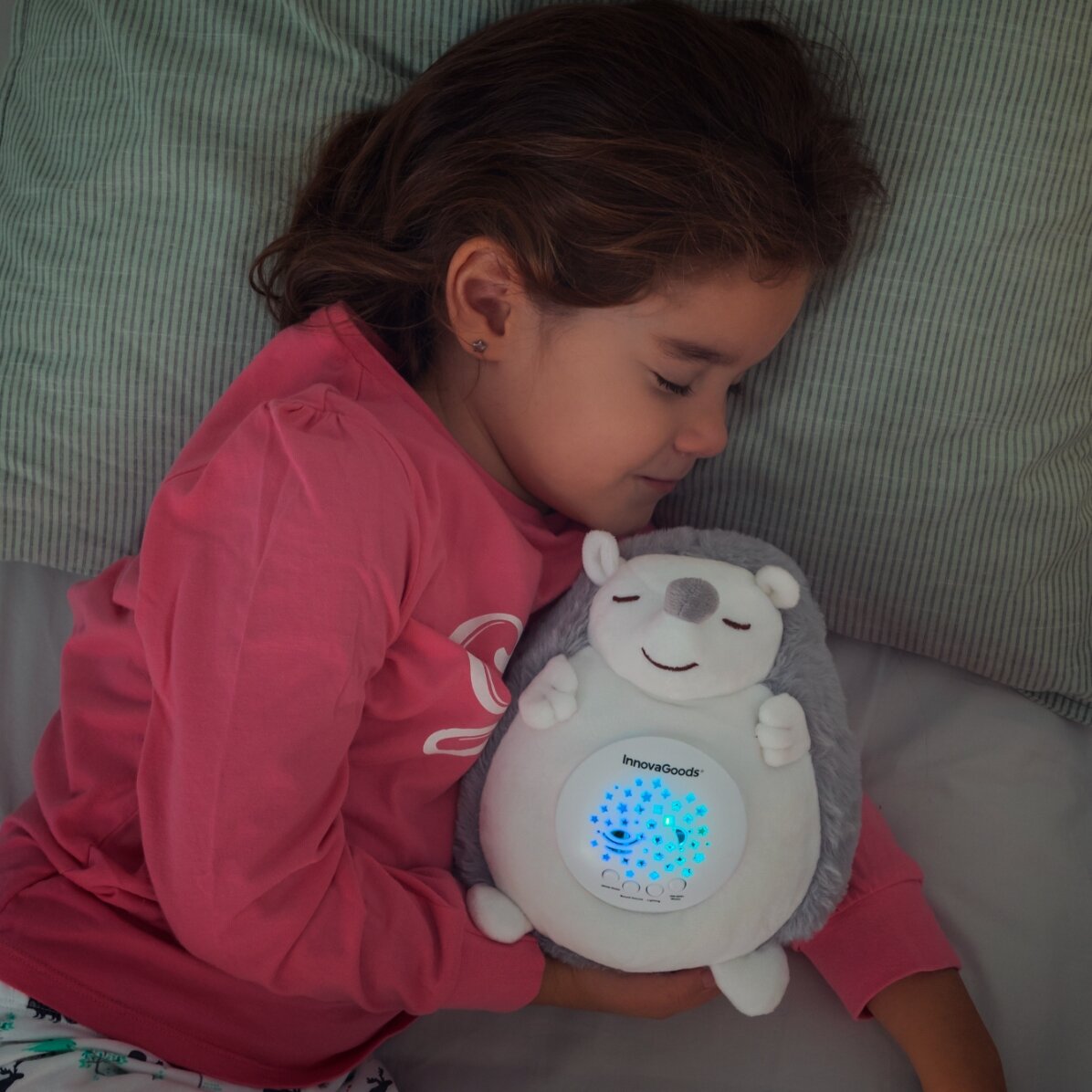 Giocattolo di peluche a forma di riccio con proiettore di luci e suoni