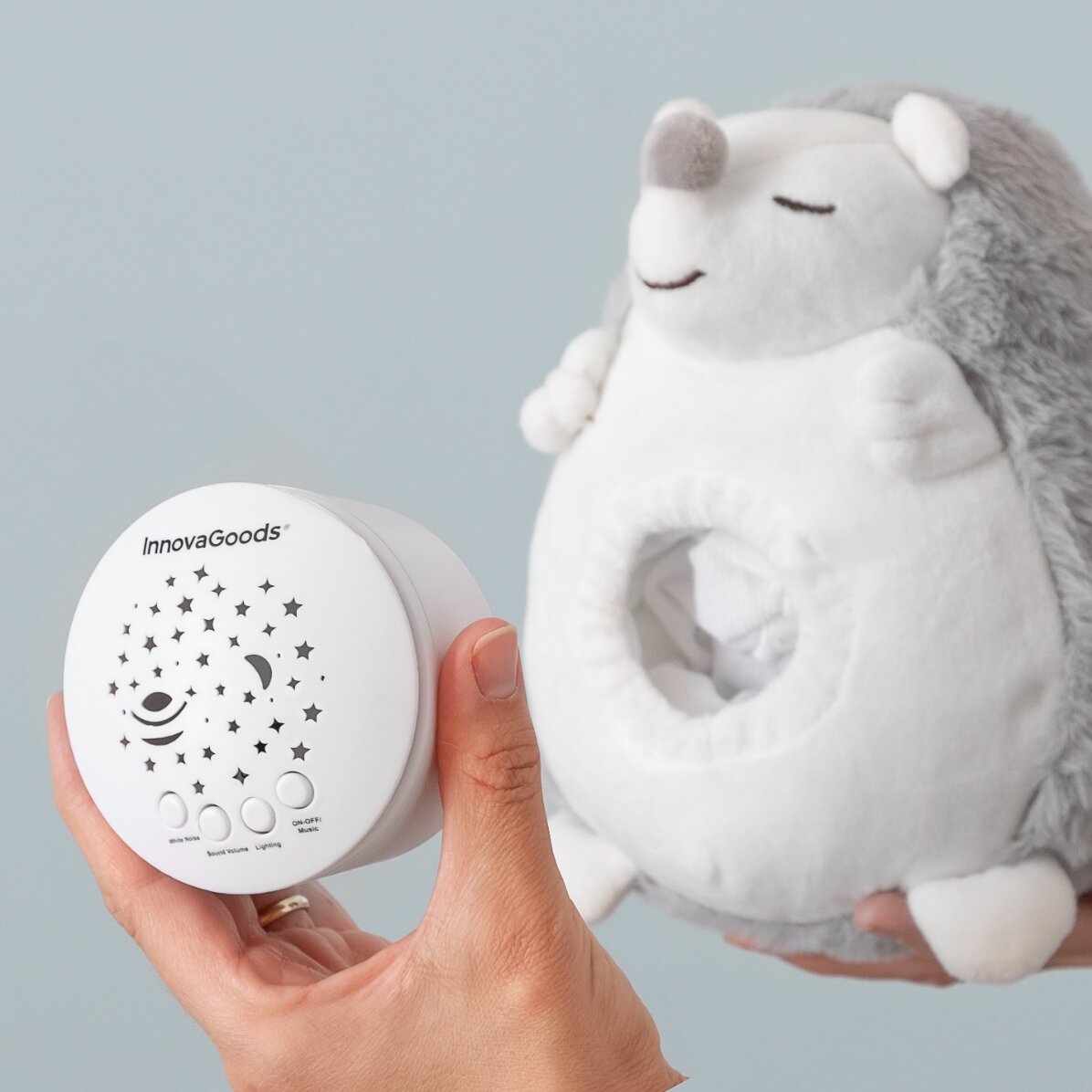 Giocattolo di peluche a forma di riccio con proiettore di luci e suoni