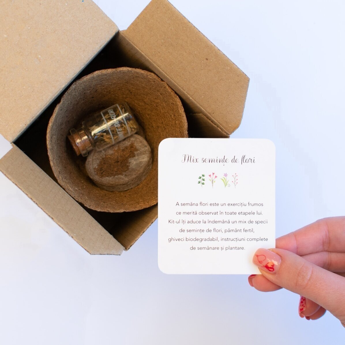 Flower planting kit in a personalised box with text for children - Easter
