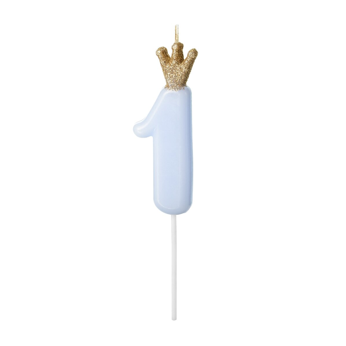 Candeline per torte - Numero blu con coroncina, 9,5 cm