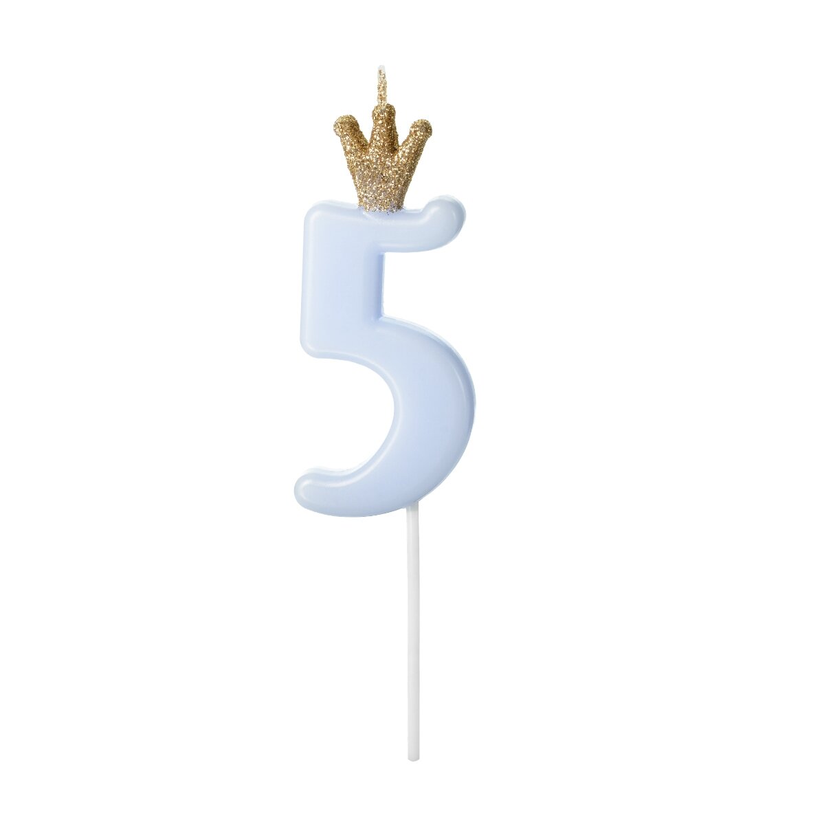 Candeline per torte - Numero blu con coroncina, 9,5 cm