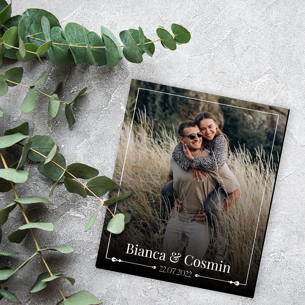 Magnete personalizzato 10x12 cm con nome, data e foto - Bomboniera per il matrimonio