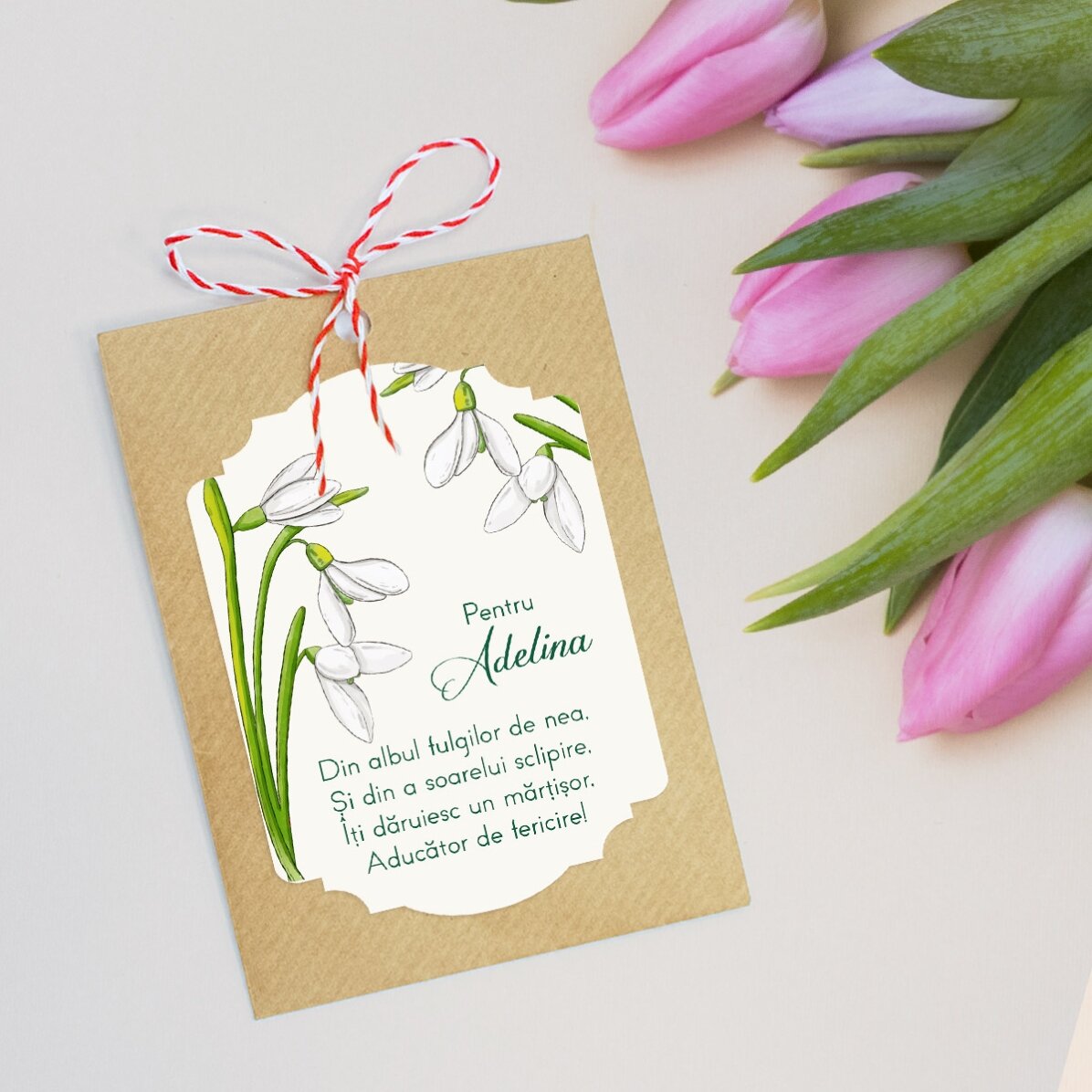 Martisor piantabile personalizzati con messaggio per le colleghe - Bucane