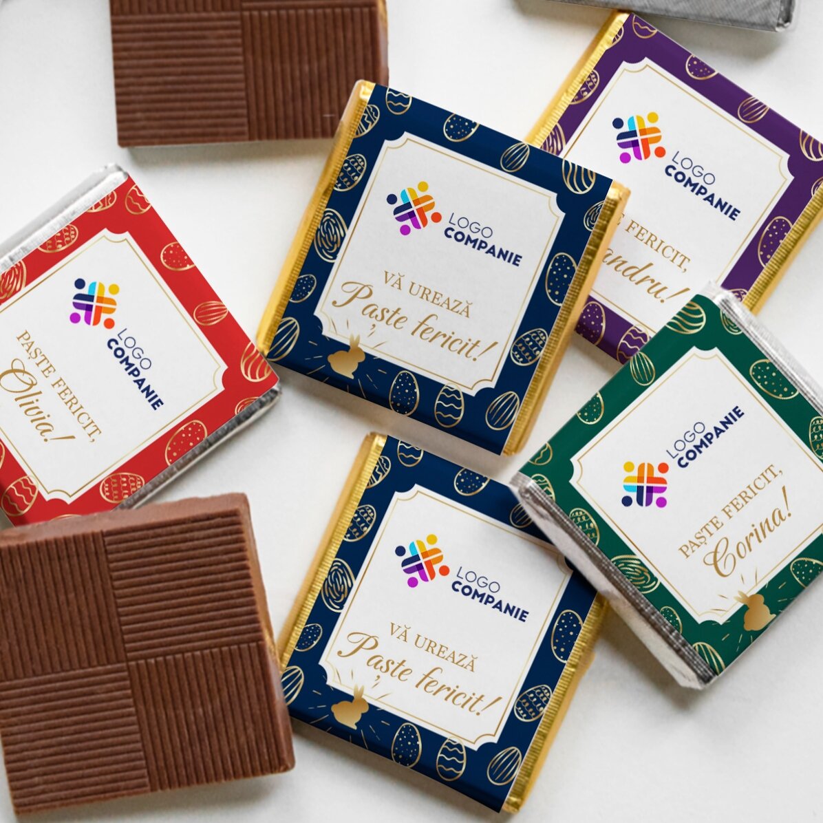 Mini cioccolatini personalizzati con logo e messaggio - Uova di Pasqua