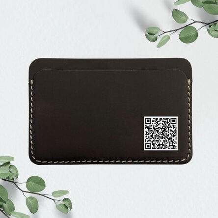 Personalised coloured leather wallet with QR code - Contact