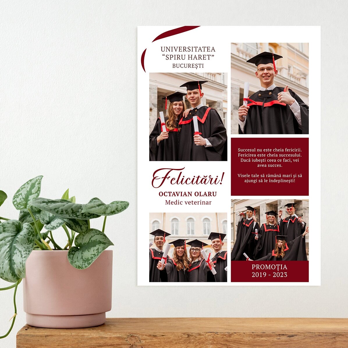 Poster personalizzato con 4 foto e un messaggio - Laurea