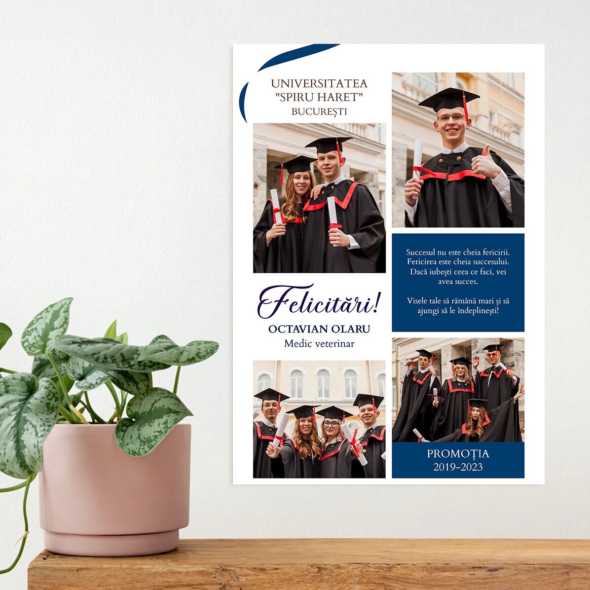 Poster personalizzato con 4 foto e un messaggio - Laurea