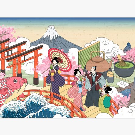 Japanese retro illustration poster