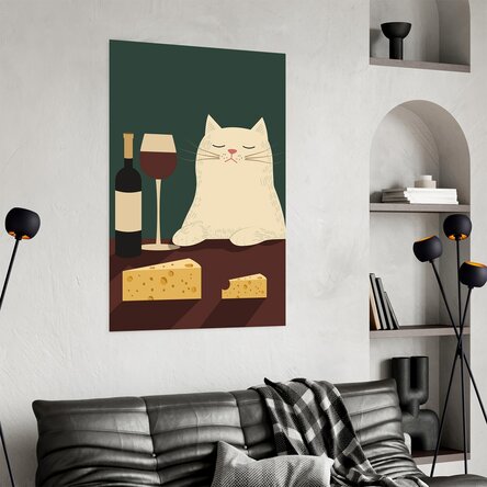 Poster: Gatto, vino e formaggio