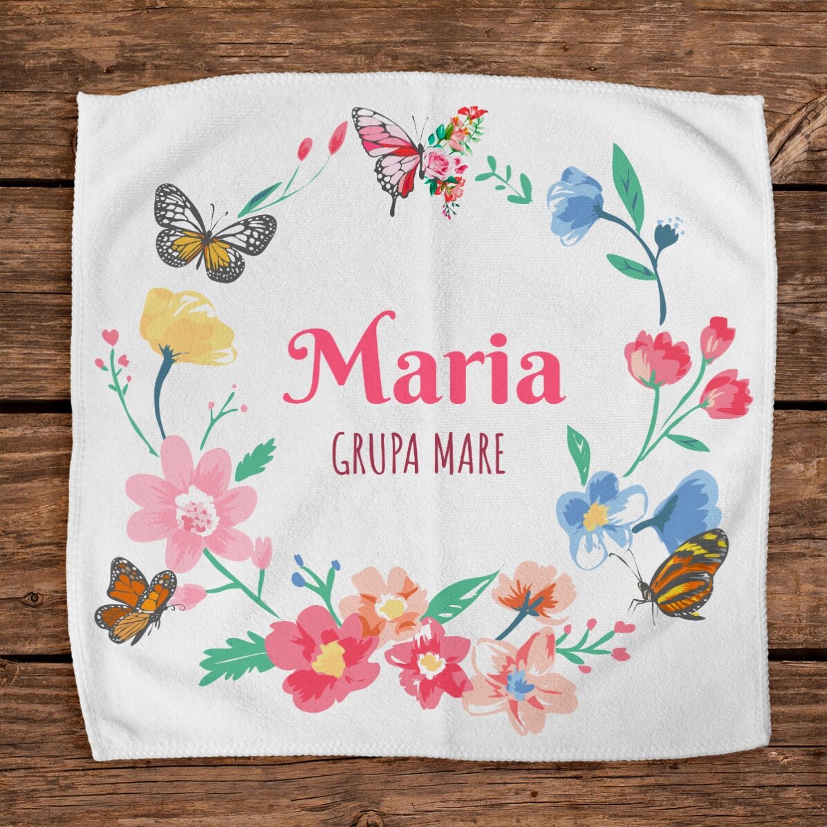 Asciugamano personalizzato con scritta - Farfalle colorate