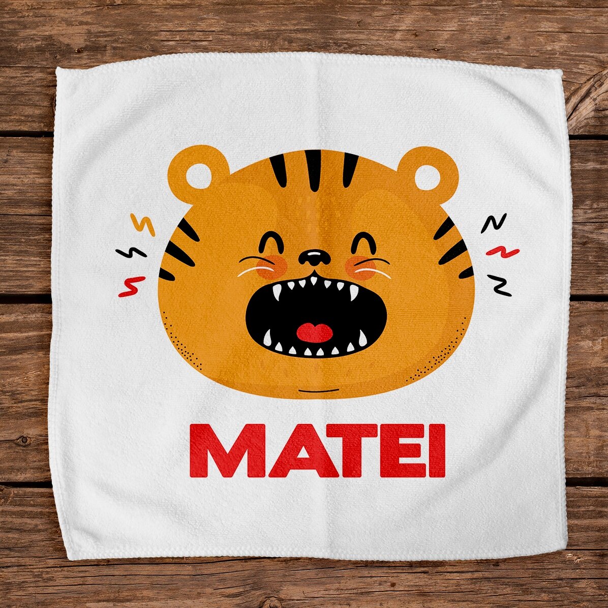 Asciugamano personalizzato con scritta per bambini - Tigre