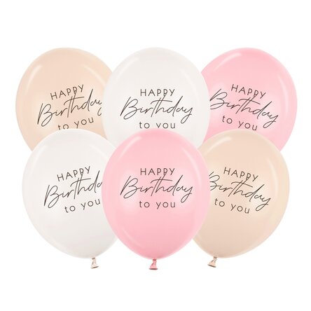 Set of 6 balloons - Birthday Pink