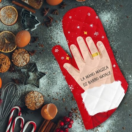 Guanto da cucina personalizzato con scritta - La mano magica di Babbo Natale