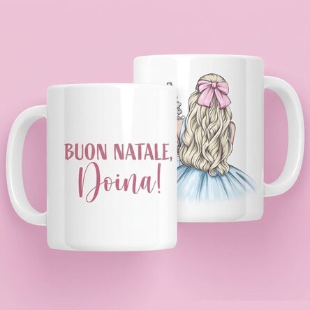 Tazza personalizzata con nome - Christmas Princess Blue