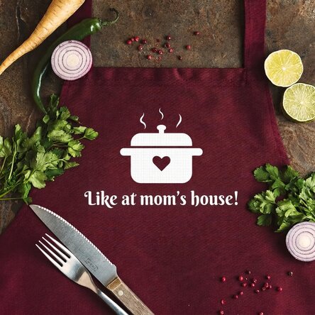 Personalised apron with text - Just like at home!