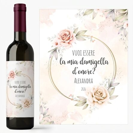 Vino personalizzato con scritta - "Will you be my bridesmaid?"