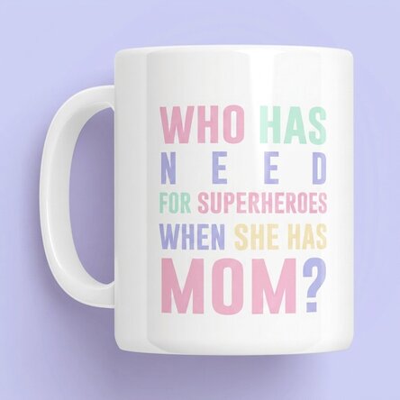 Tazza personalizzata con messaggio - Mamma, supereroina in colori pastello