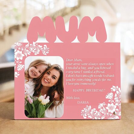 Cornice da scrivania personalizzata con foto e testo - Buon compleanno, mamma!