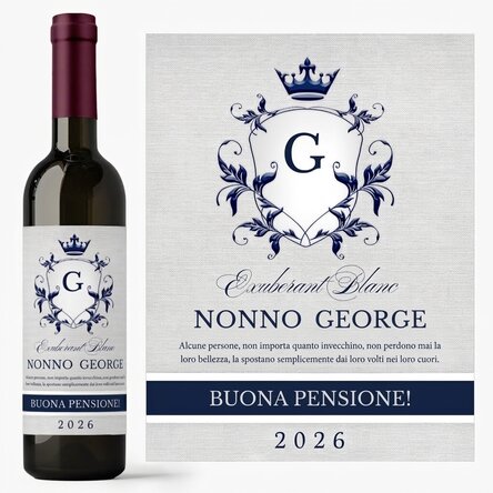 Vino personalizzato con dedica per il pensionamento