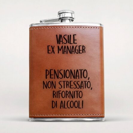 Bottiglietta tascabile personalizzata rivestita in pelle - Pensionato