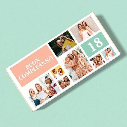 Cioccolato personalizzato con testo e collage di foto