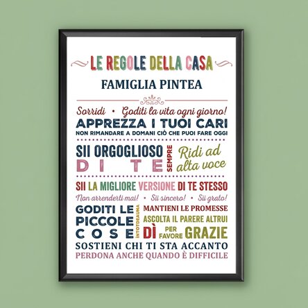 Quadro personalizzato con testo - Regole della casa