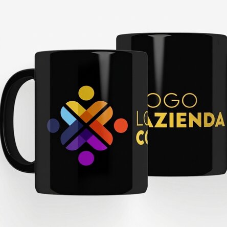 Tazza personalizzata con logo su sfondo nero
