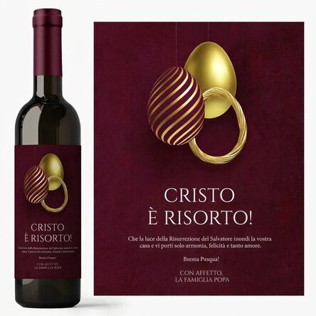 Vino personalizzato con dedica per Pasqua - Cristo è risorto!