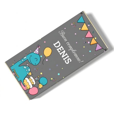 Cioccolato personalizzato con scritta per bambini - Happy Dino