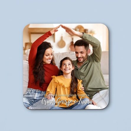 Sottobicchiere personalizzato con foto e testo - La nostra famiglia