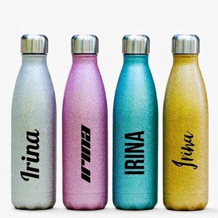Thermos con glitter personalizzato con nome