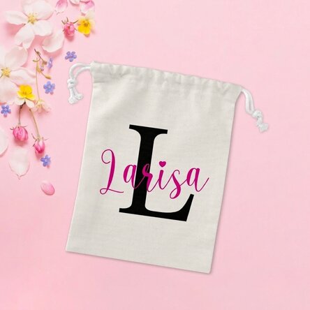 Piccolo sacchetto regalo personalizzato con nome e iniziale
