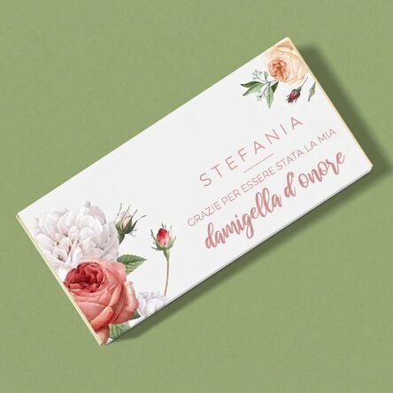 Cioccolato personalizzato con una dedica per il matrimonio
