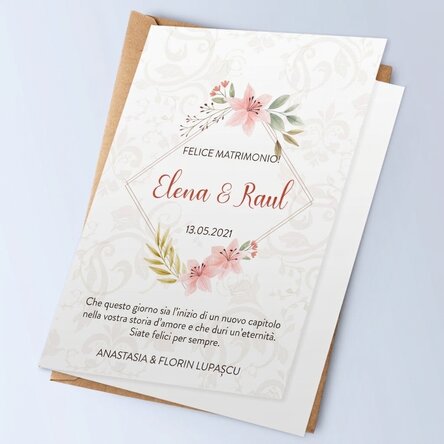 Biglietto di auguri personalizzato con testo - Casa di pietra