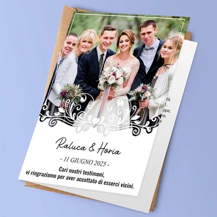 Biglietto di auguri personalizzato con foto e testo - Matrimonio