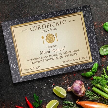 Tritavetro personalizzato con scritta - Certificato di eccellenza
