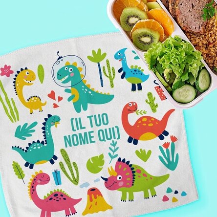 Asciugamano personalizzato con scritta per bambini - Dinosauri
